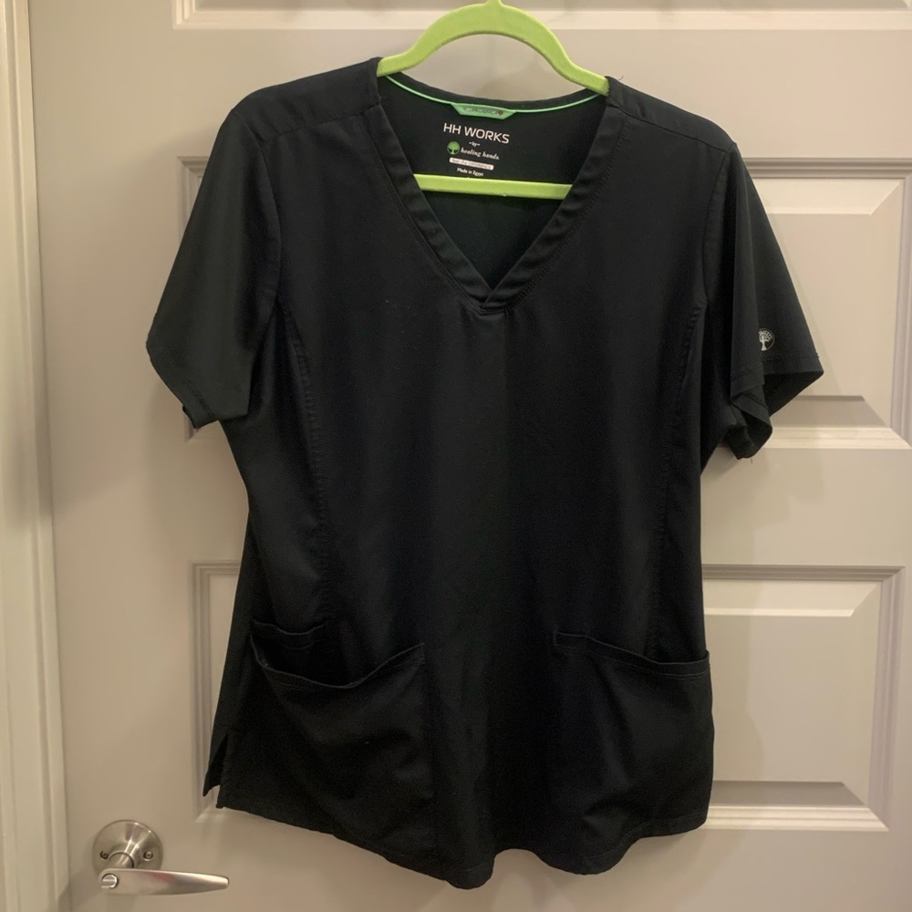 Healing Hands HH Works Black Scrub Top Size Medium